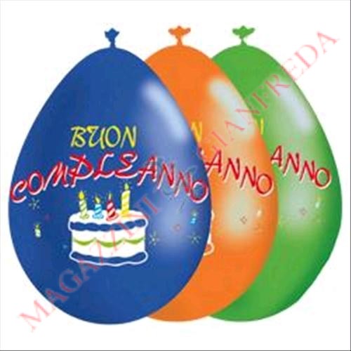 BUSTA DA 25  PALLONCINI "BUON COMPLEANNO" REVERSE MEDIUM